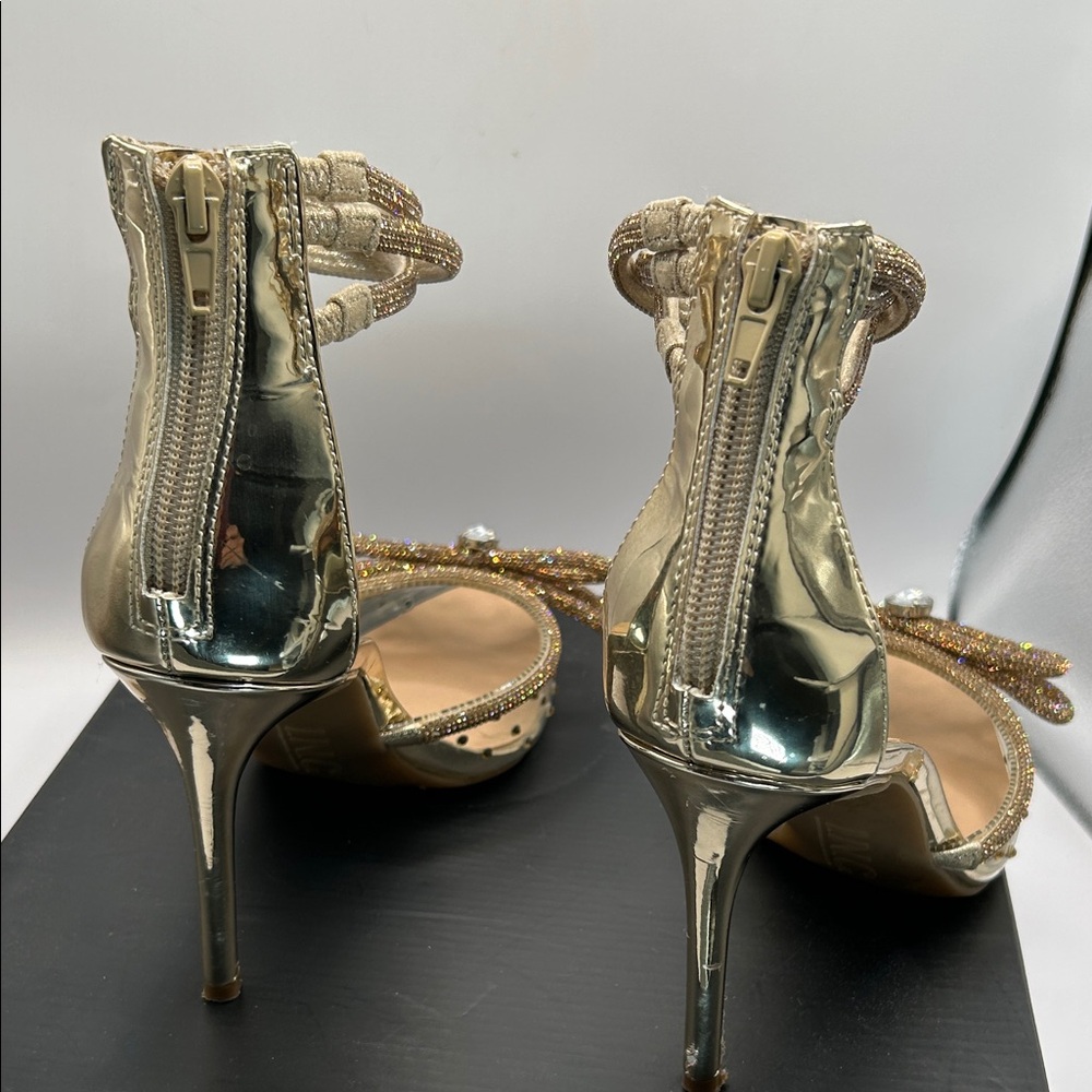 INC International Concepts Gold and Brown Embellished Heels - Picture 4 of 7